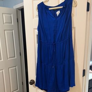 Lane Bryant Cobalt Blue Sleeveless Tiered Midi Dress